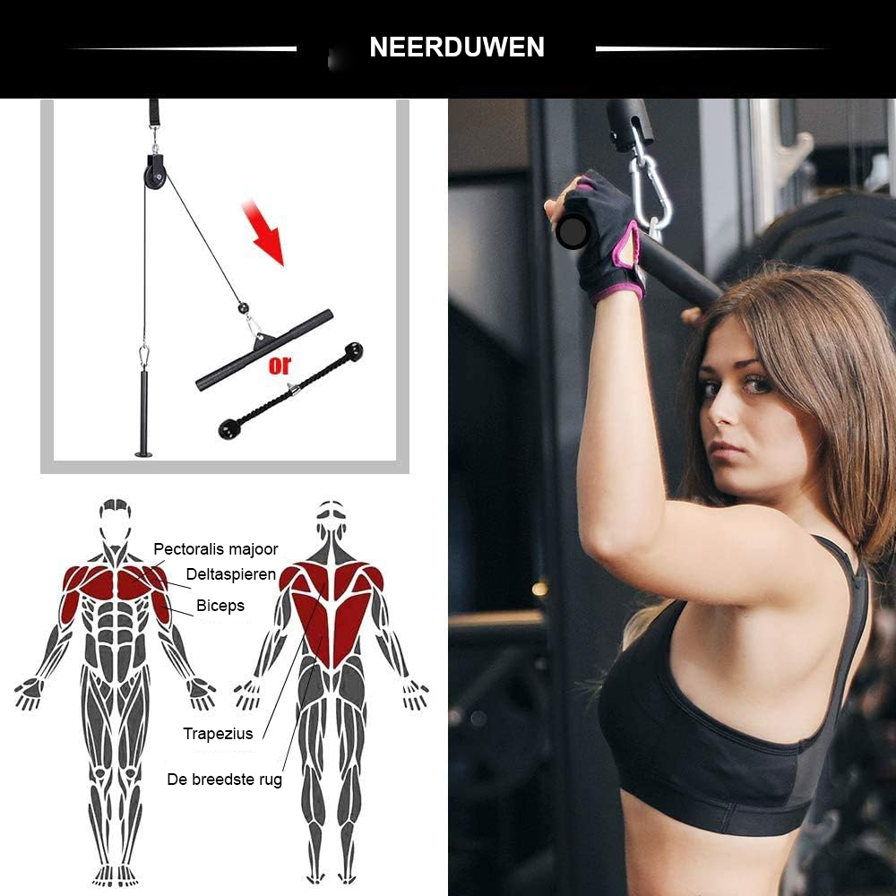 Fitness kabelsysteem met lat pulley voor armkrachttraining thuis