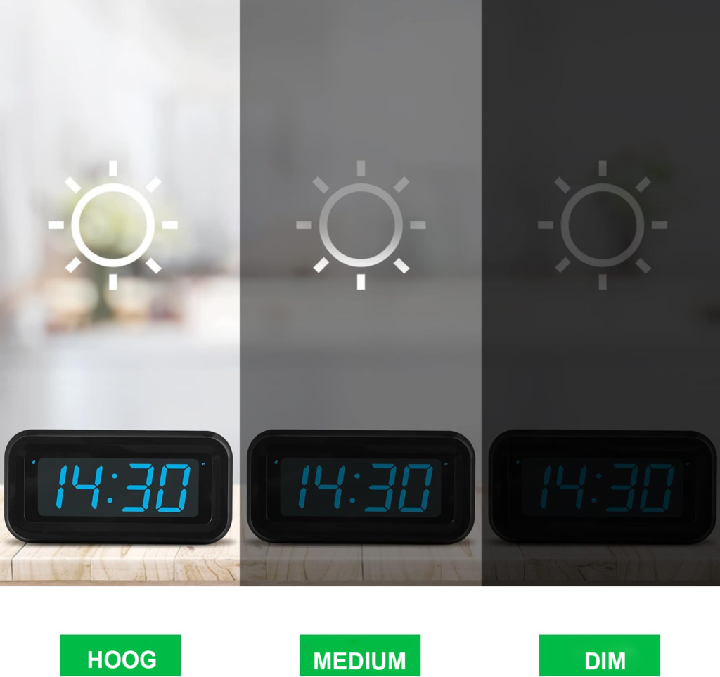 Digitale LED kinderwekker met instelbare helderheid, batterijvoeding en compact design voor kinderen