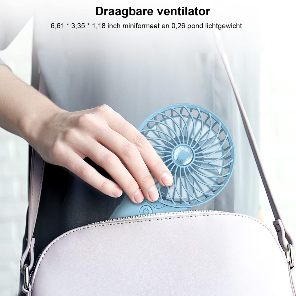 Oplaadbare handventilator met 2000mAh batterij en instelbare snelheden