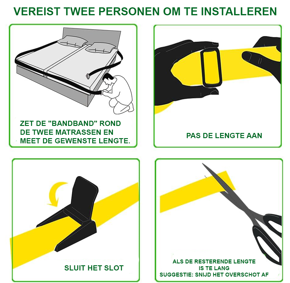 Matrasconnector set 50x20 cm voor het verbinden van matrassen