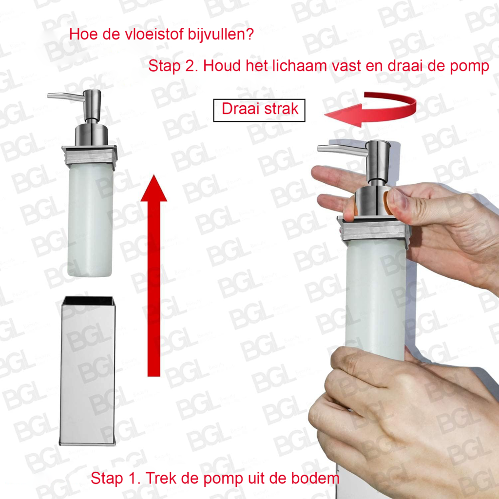 Zeepdispenser wandmontage van roestvrij staal voor badkamer en keuken