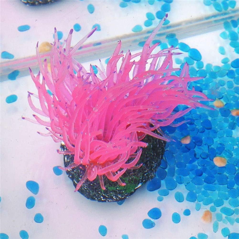 Gloeiende aquariumdecoratie met siliconen koraalplant en anemoon voor aquarium decoratie