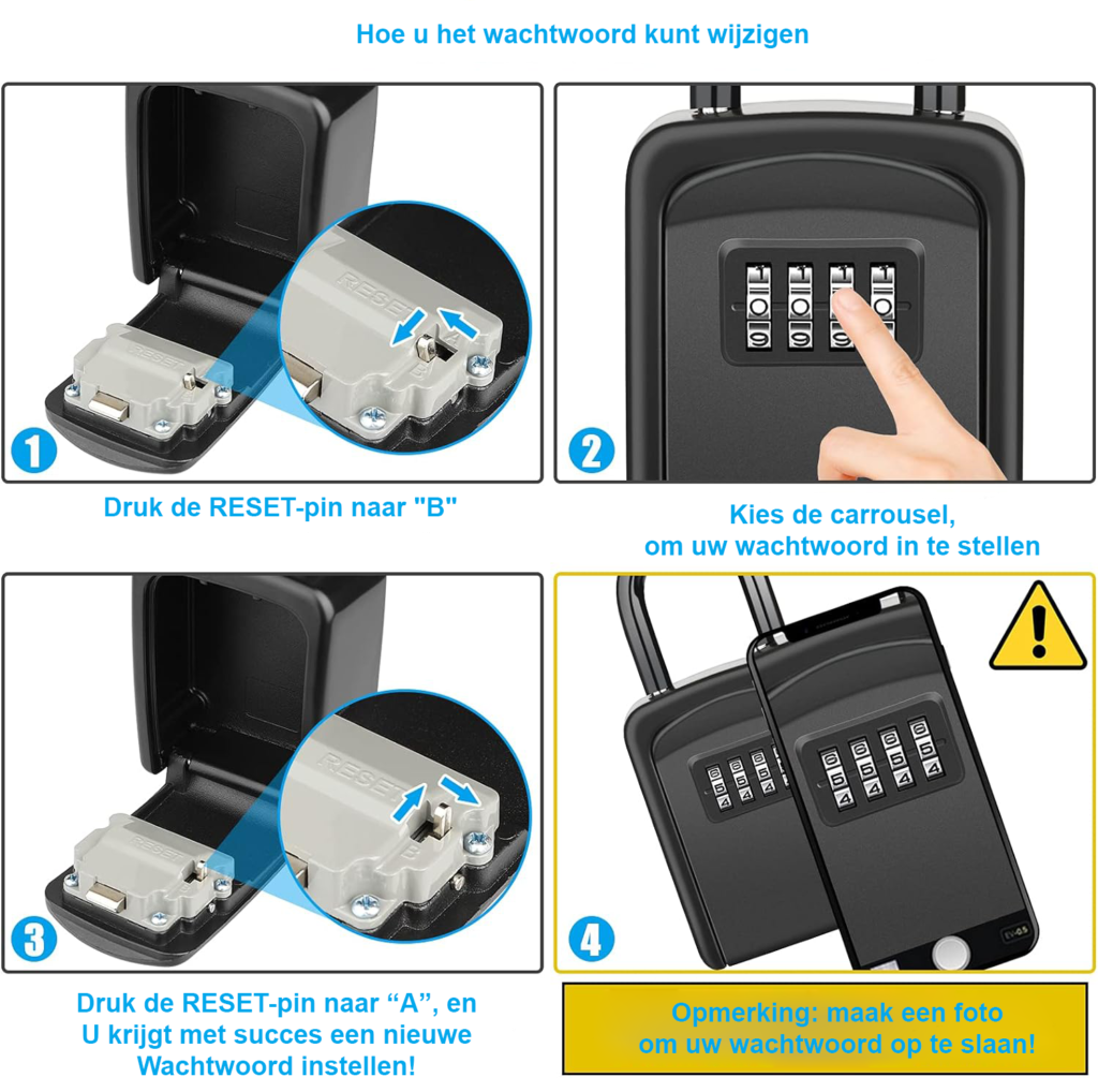 Sleutelkastje buiten met code en combinatieslot
