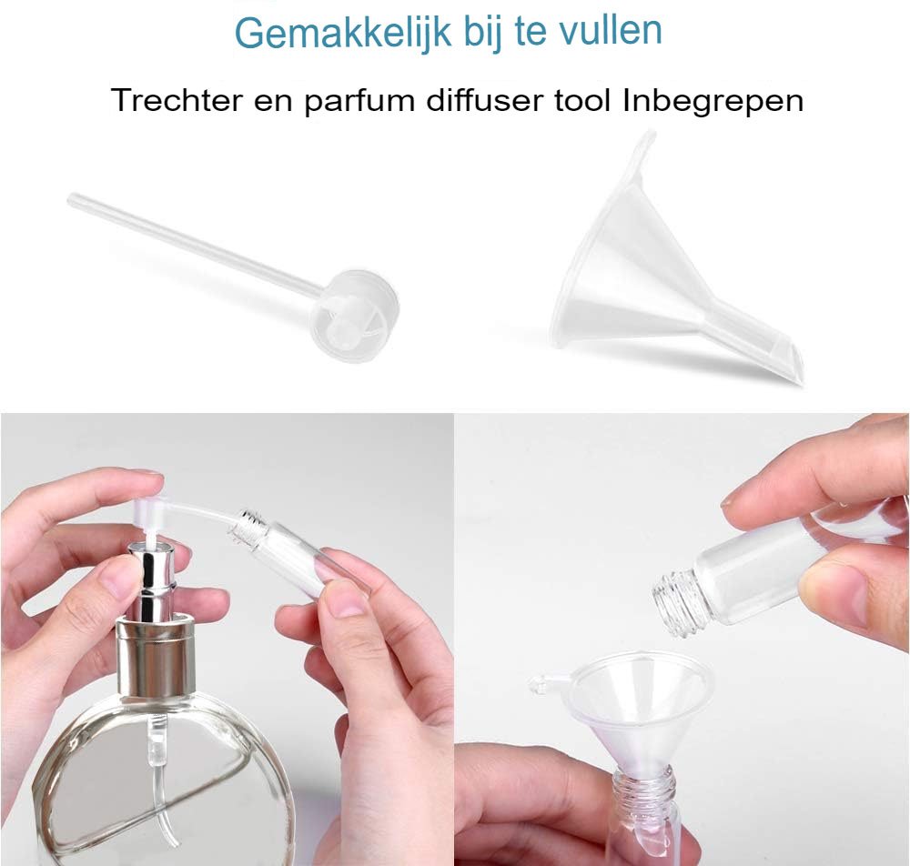 Hervulbare verstuiverflessen voor parfum en cosmetica, 5 ml, donkerblauw, set van 3