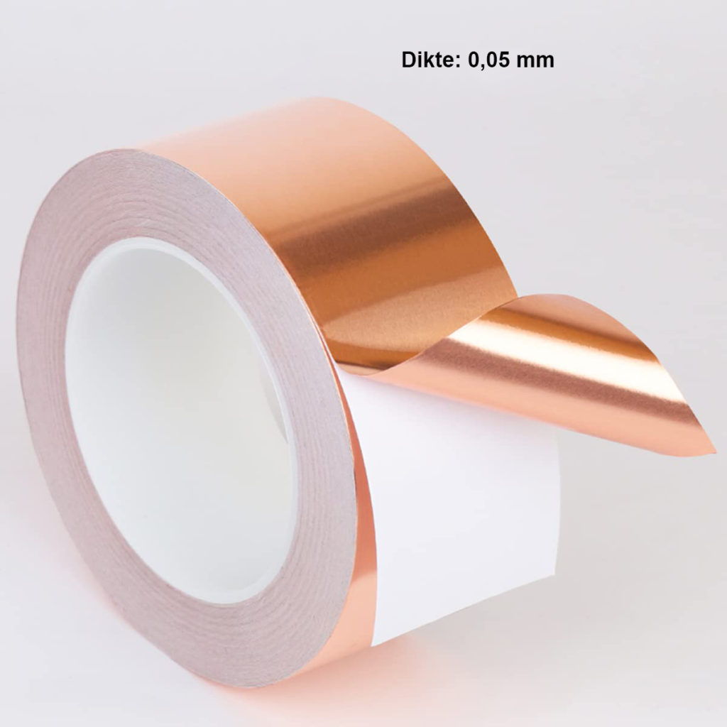 Zelfklevende koperen folietape 60 mm x 20 m voor gitaren, aarding en elektronica