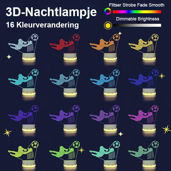 3D voetballamp met 16 kleuren en afstandsbediening voor voetbalfans