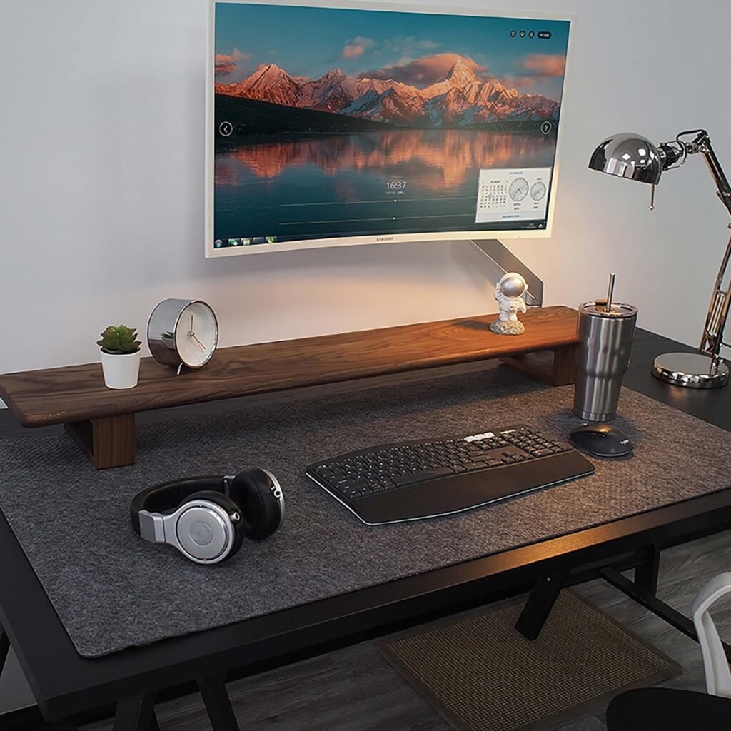 Lichtgrijze bureauonderlegger 90x40 cm met antislip onderkant
