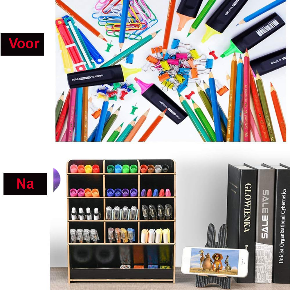 Pennenhouder Bureau - Pen Organizer voor Kantoor - Bureau Organizer met Opbergvak - Voor Pennen en Papier