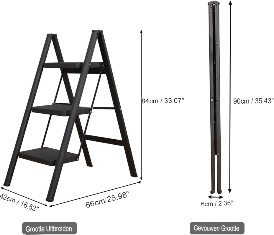 Inklapbare trapladder lichtgewicht huishoudtrap met compact design