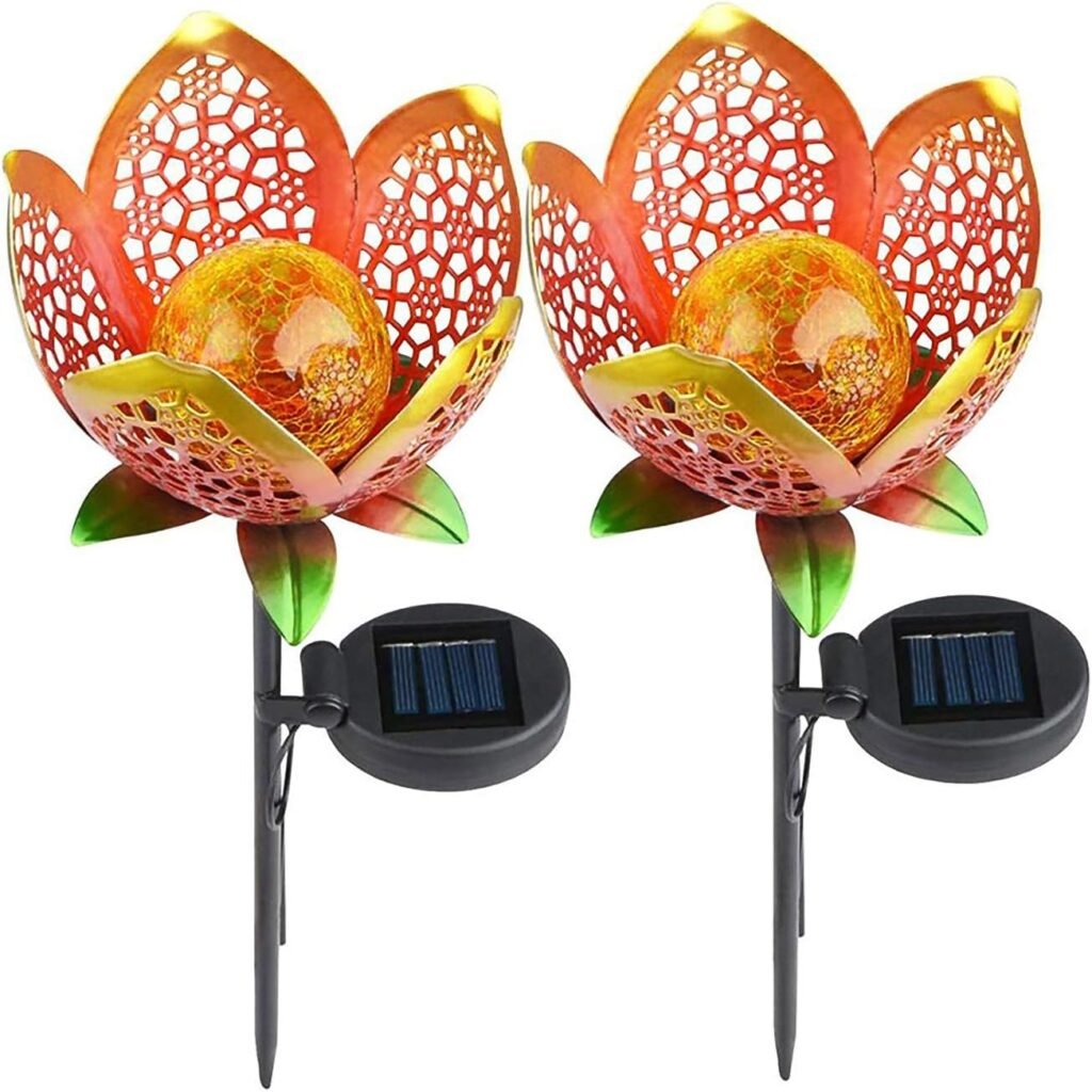 Waterdichte decoratieve tuinlampen met bloemenontwerp, set van 2, LED buitenverlichting