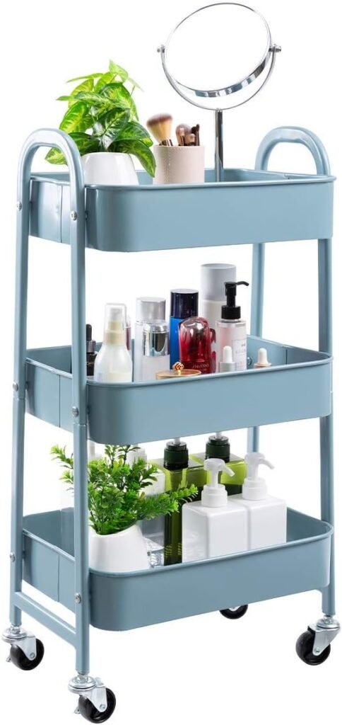 Ruimtebesparende opbergtafel met wielen voor keuken, badkamer en kantoor