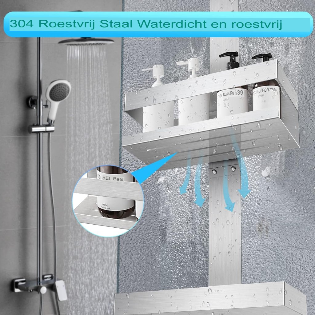 **Doucherek** - Roestvrij staal - Telescopisch ontwerp - 70 cm hoog