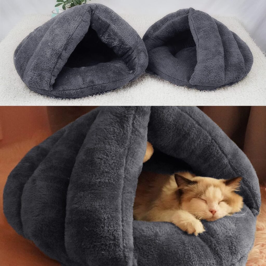 Kattenbed donkergrijs, zacht en machinewasbaar met antislip onderkant, 74 x 44 cm