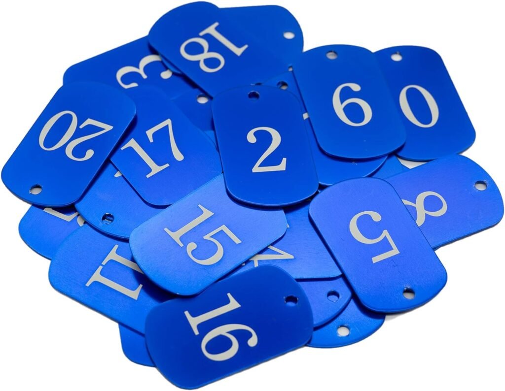Aluminium nummerlabels en sleutelhangers met gravure, personaliseerbare ID-tags voor sleutelorganisatie