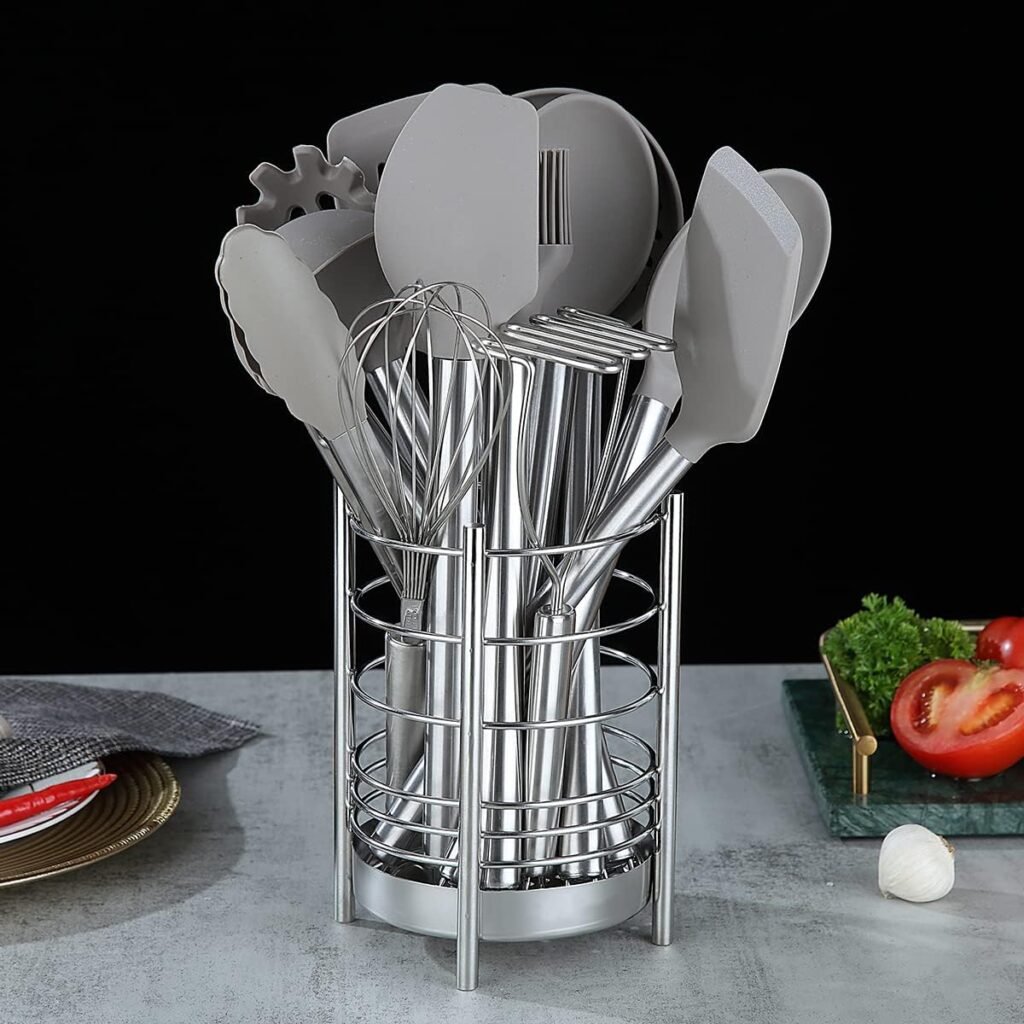 RVS keuken organizer voor keukengerei met titanium coating