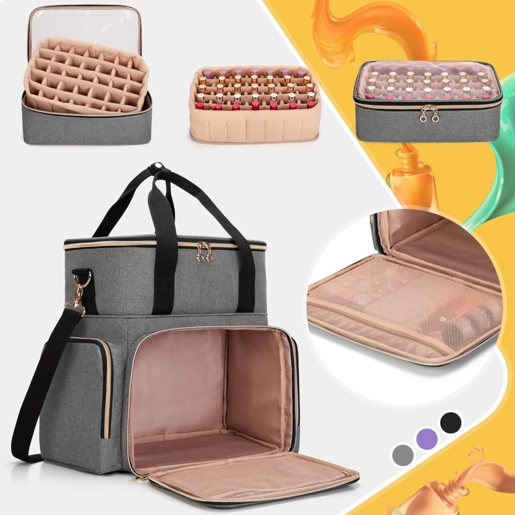 Nagellak opbergtas organizer voor 70 nagellakflessen grijs