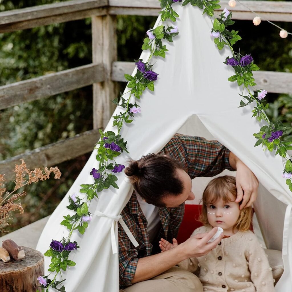 Kunstbloemenslinger Paars - Kunstmatige Klimplant voor Wanddecoratie - Hangende Bloemen - Set van 2 Stuks