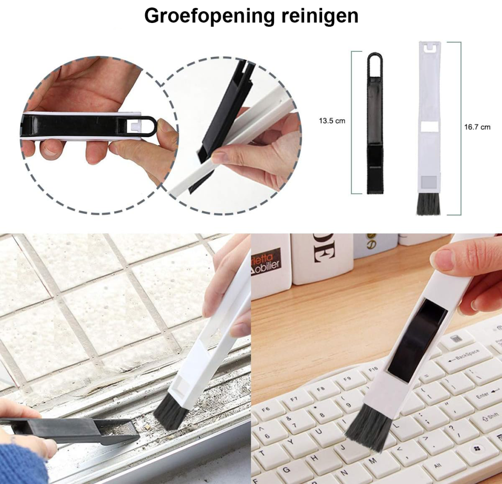 Telescopische plumeau en mini vensterreinigingsborstel set met verstelbaar roestvrijstalen handvat