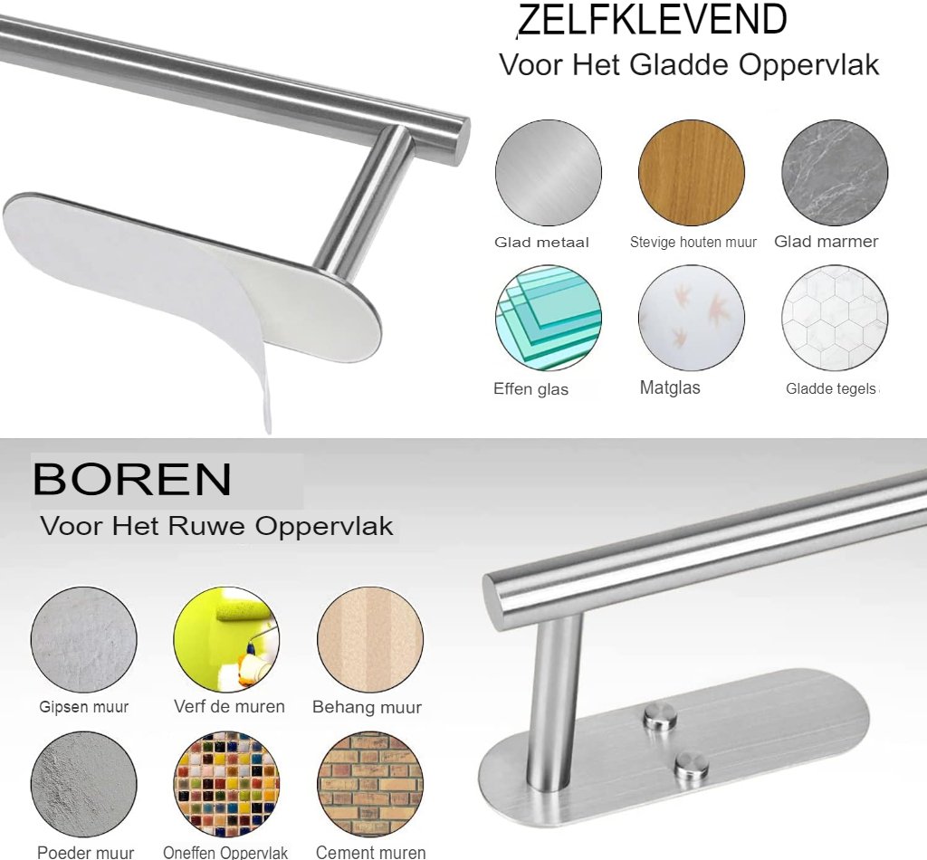 Hangende keukenrolhouder met zelfklevende wandmontage