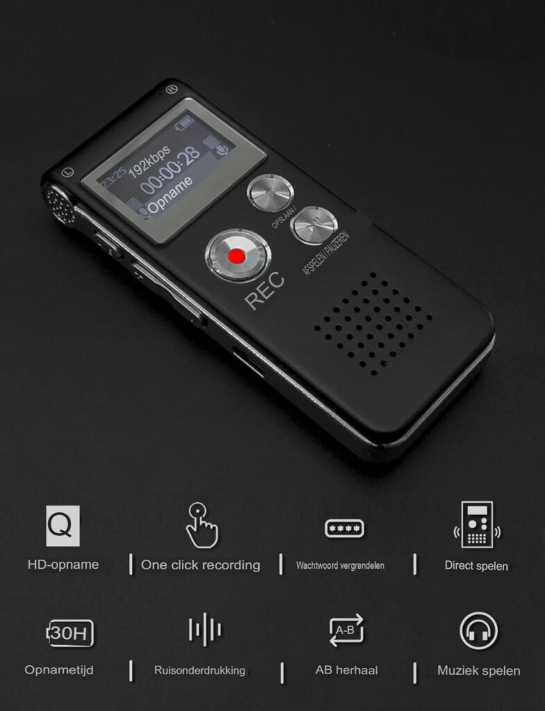 Stemrecorder en MP3-speler met oplaadbare batterij voor vergaderingen