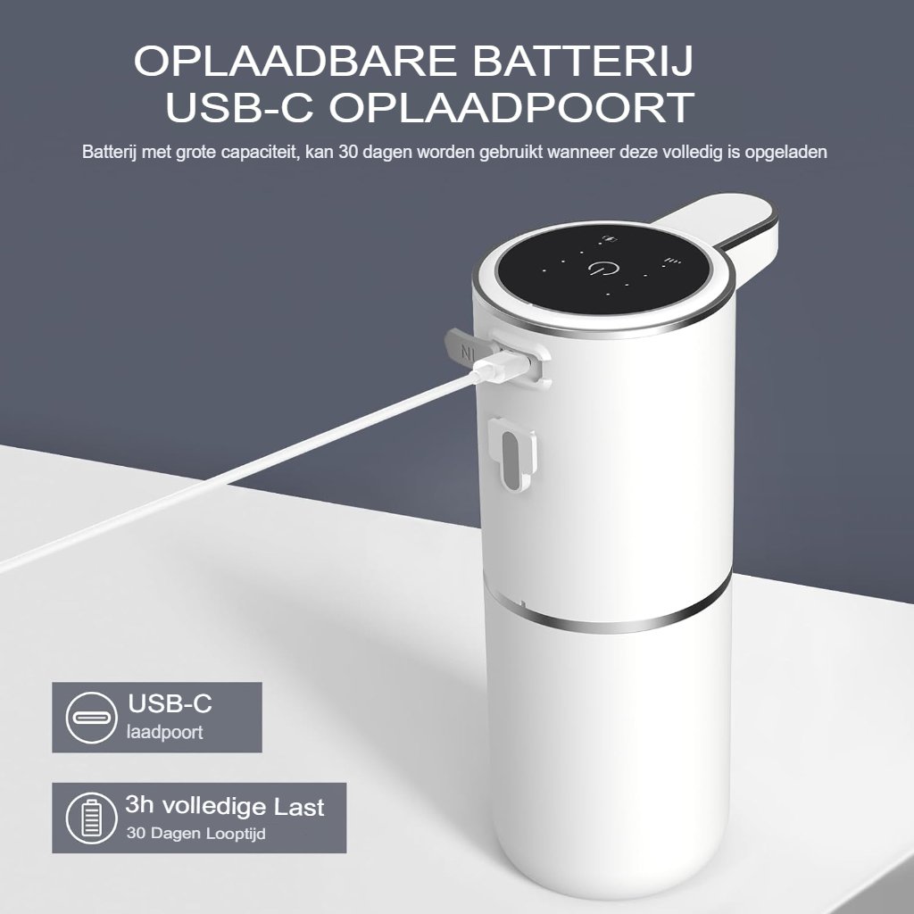 Automatische zeepdispenser USB oplaadbaar met bewegingssensor en schuimzeepfunctie