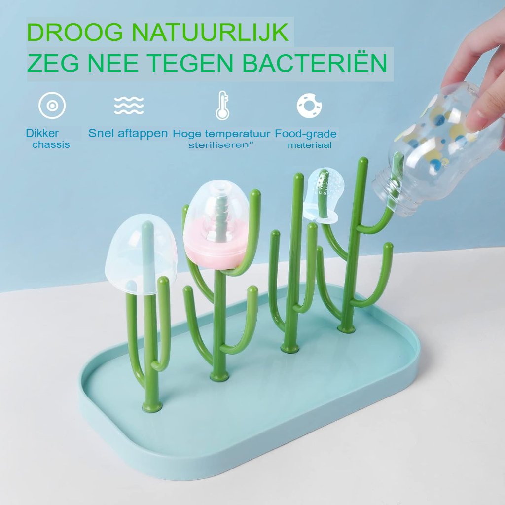Babyflessendroger met ruimtebesparend droogrek en verwijderbare lekbak