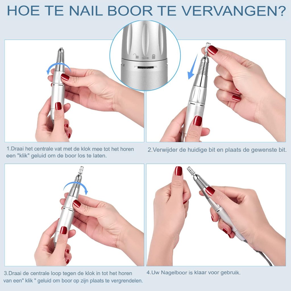 Elektrische nagelfrees met instelbare snelheid en HD LED-display voor nagelverzorging