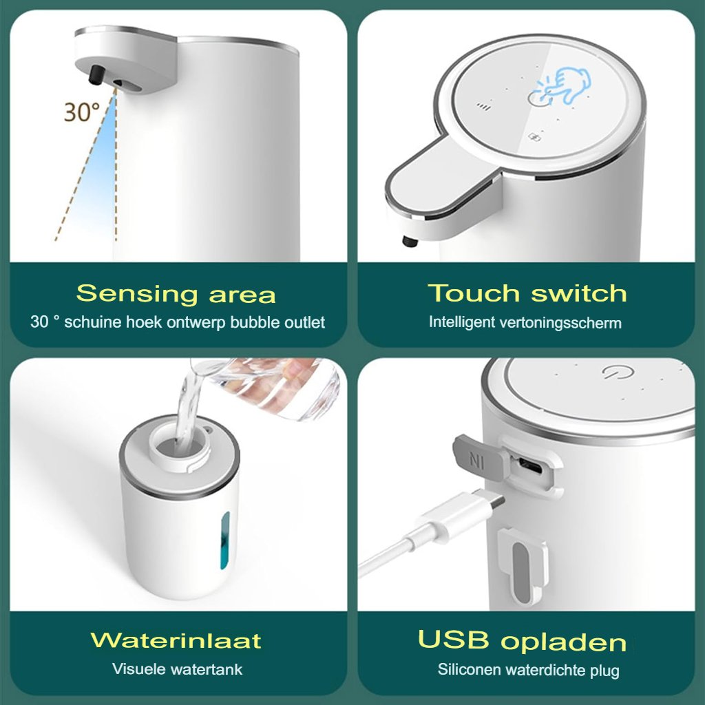 **Zeepdispenser** - Automatische dosering - Infraroodsensor - USB oplaadbaar