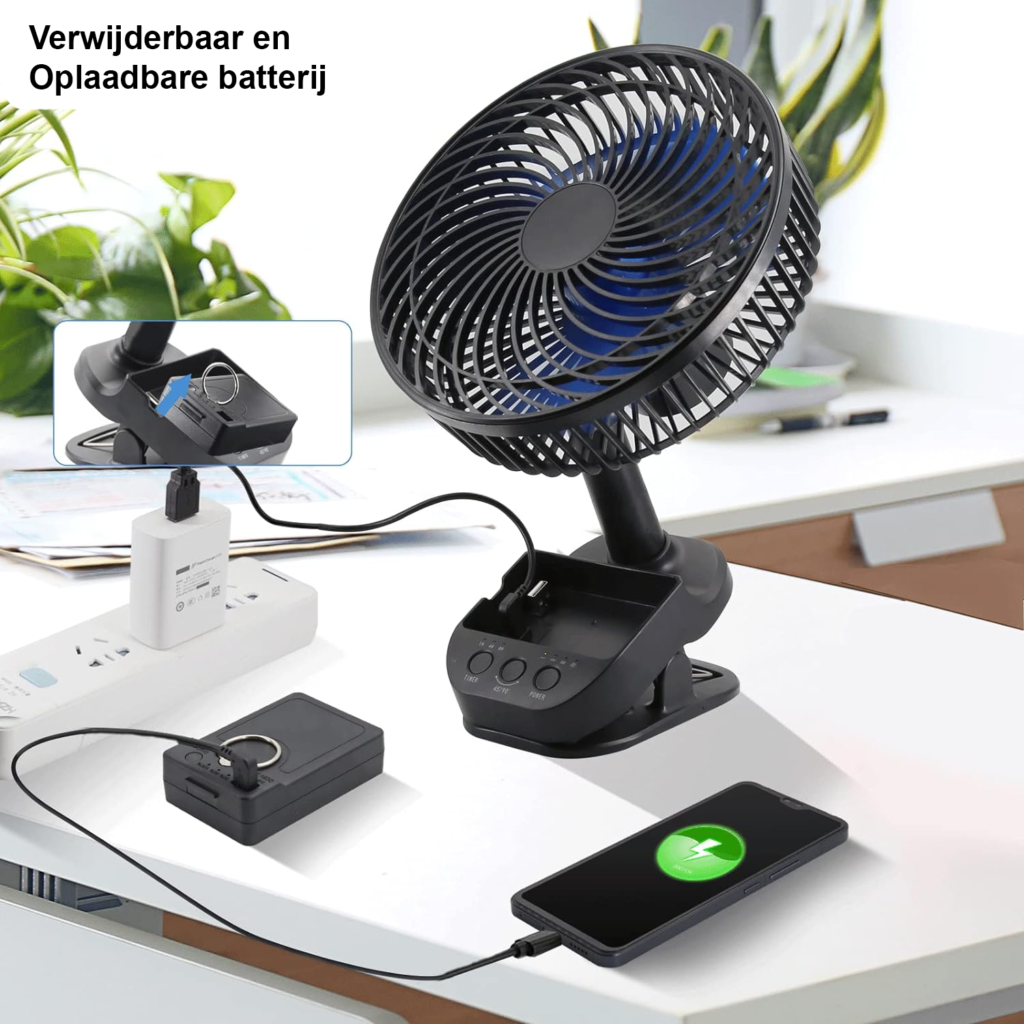 USB Ventilator 8 Inch - Tafelventilator met Timer - Stille Ventilatie - Compact Design en USB Aangedreven