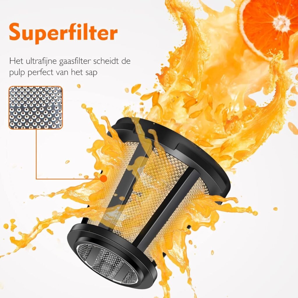 Koudpers slowjuicer mintgroen voor groenten en fruit met 2 bekers en borstel