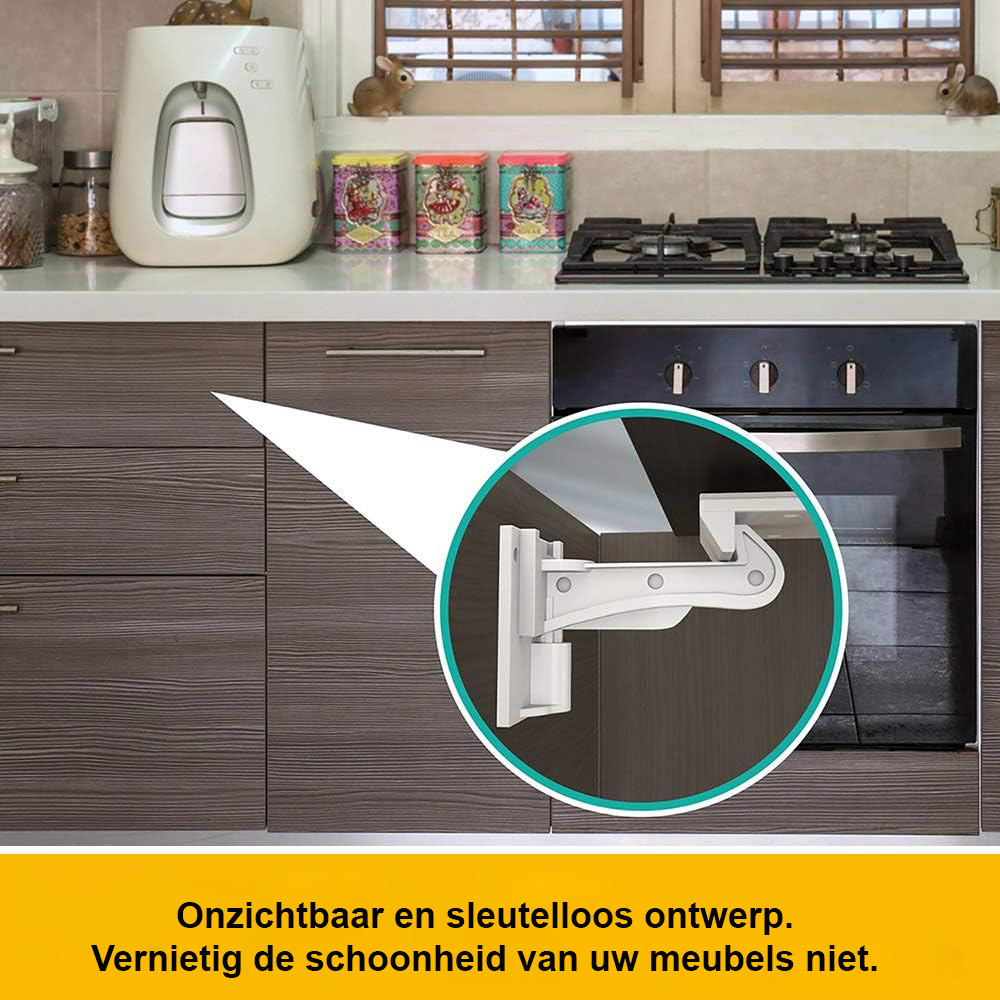 Verborgen veiligheidssloten voor kastjes en laden - set van 12, kinderbeveiliging zonder boren, discreet onzichtbaar design