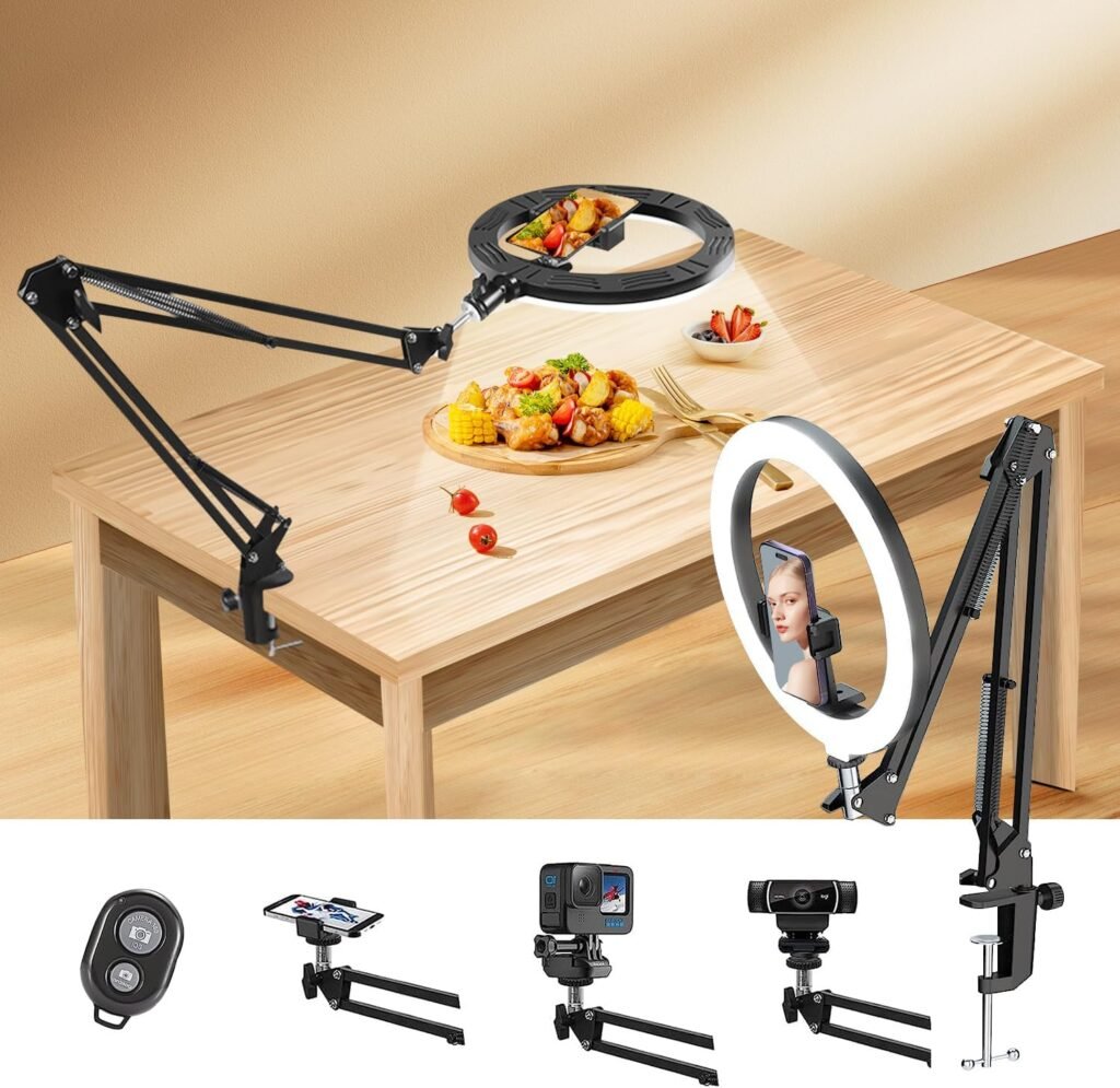 Telefoonhouder met afstandsbediening voor overheadcamera, flexibel en draadloos voor livestreaming en video-opnames