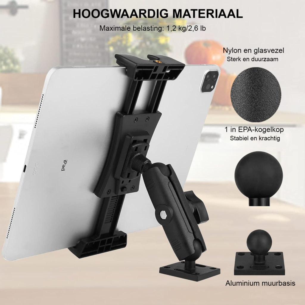 Tablet muurbeugel voor tablets van 4 tot 13,5 inch met ergonomisch ontwerp