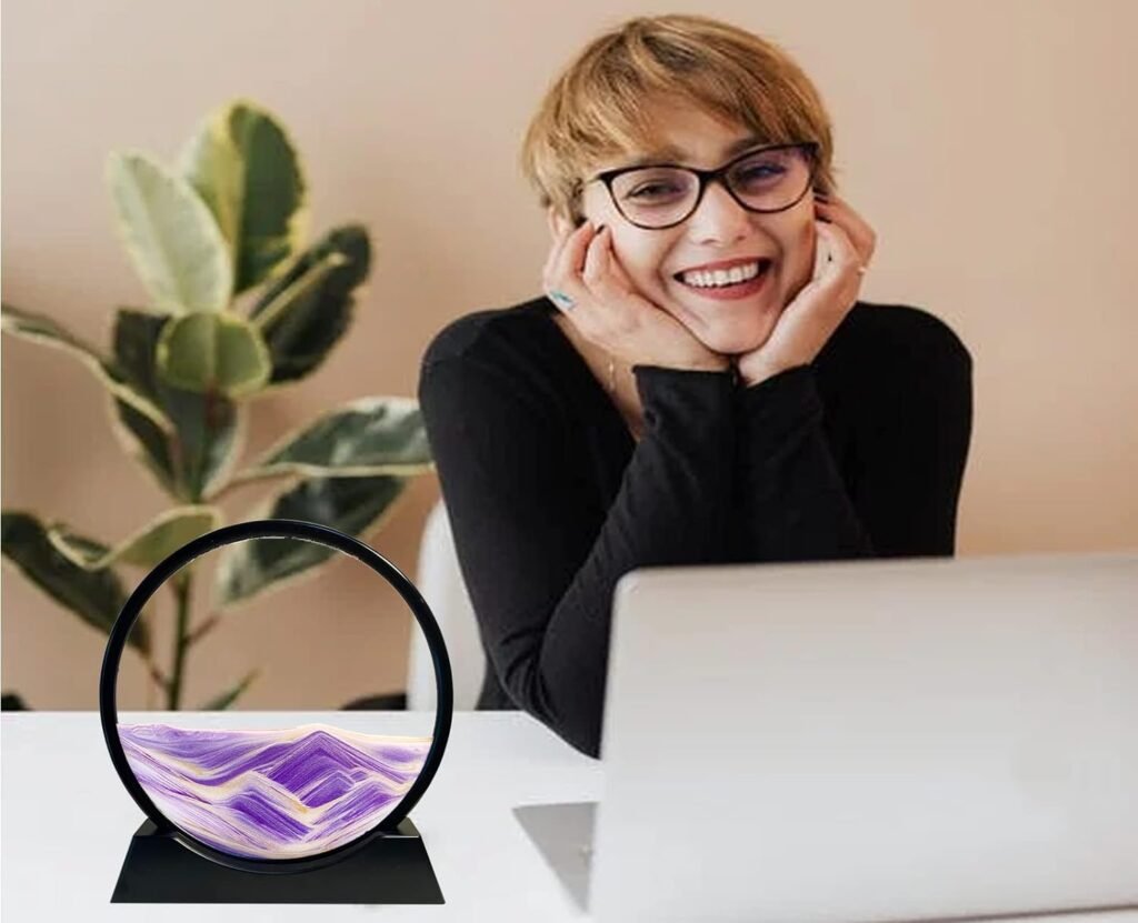 Bewegende zandloper met handgemaakt zandschilderij, decoratieve zandkunst voor interieur