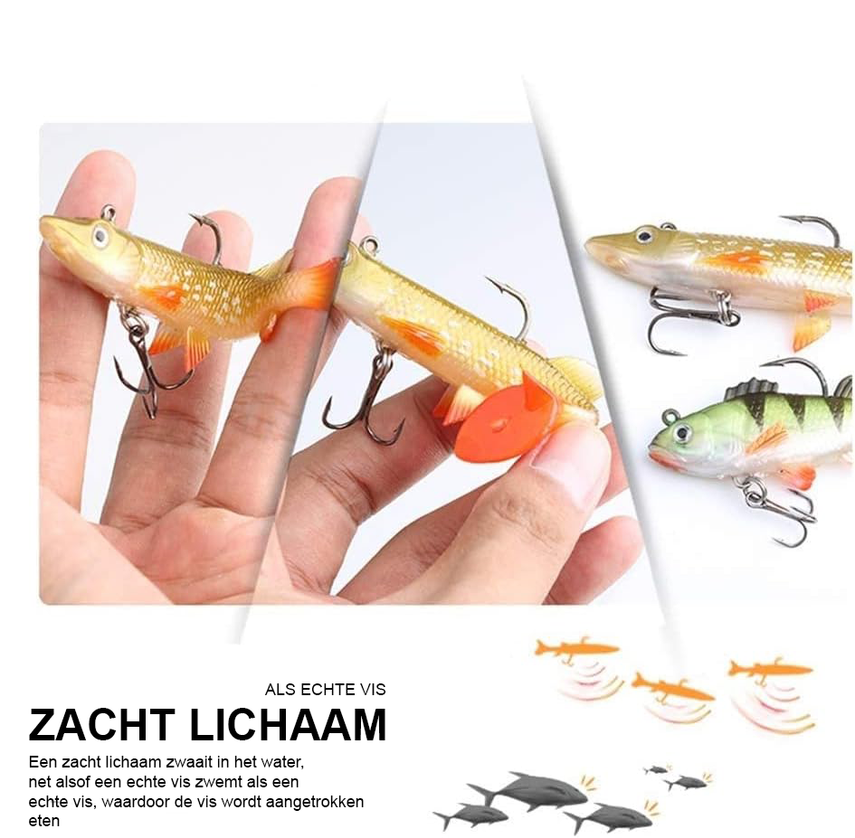 Visaas set voor zalmvissen met 8 realistische siliconen spinning lures voor zoet- en zoutwater