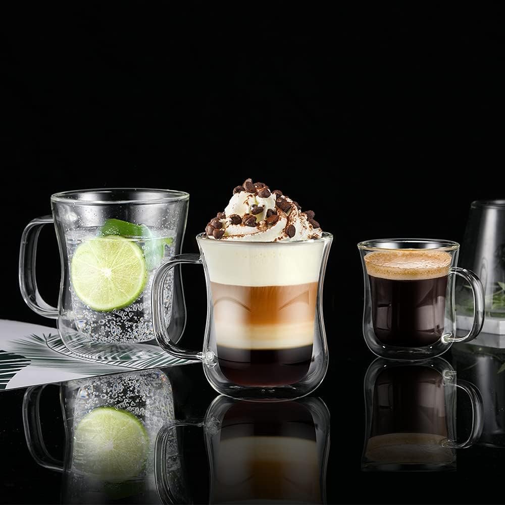 Dubbelwandige macchiatoglazen van borosilicaatglas, set van 2, 250 ml.