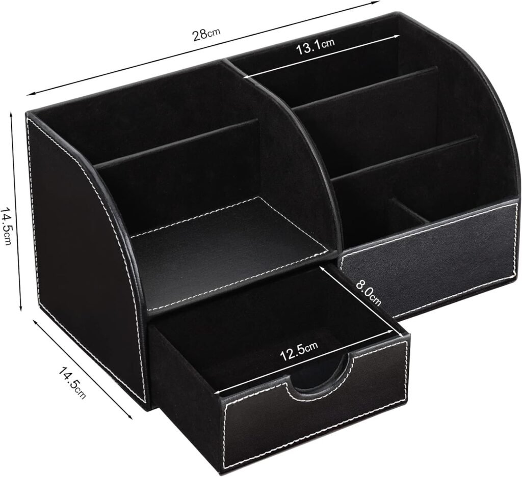 PU leren bureau organizer met pennenhouders in zwart