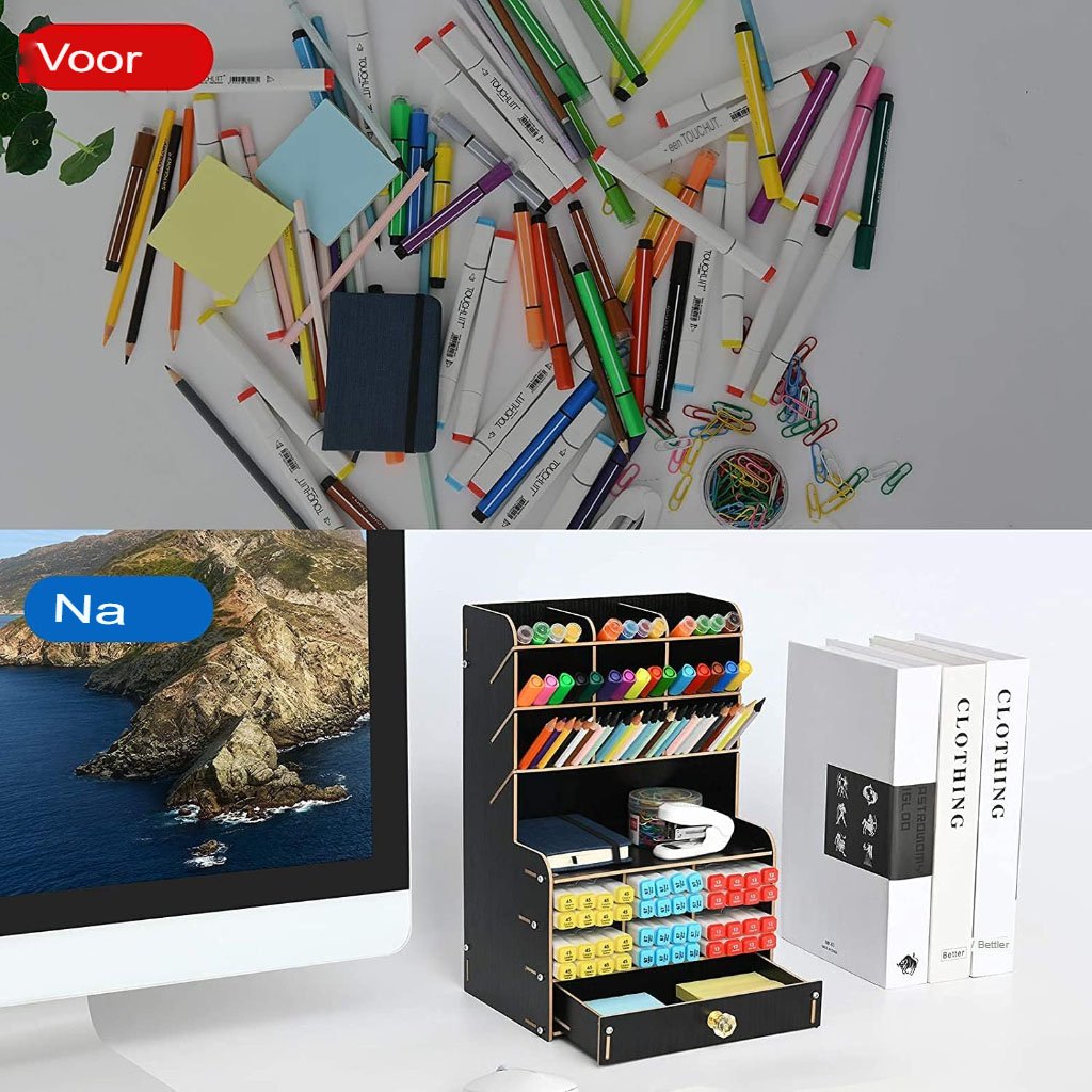 Multifunctionele pennenhouder en bureau organizer voor pennen en papier