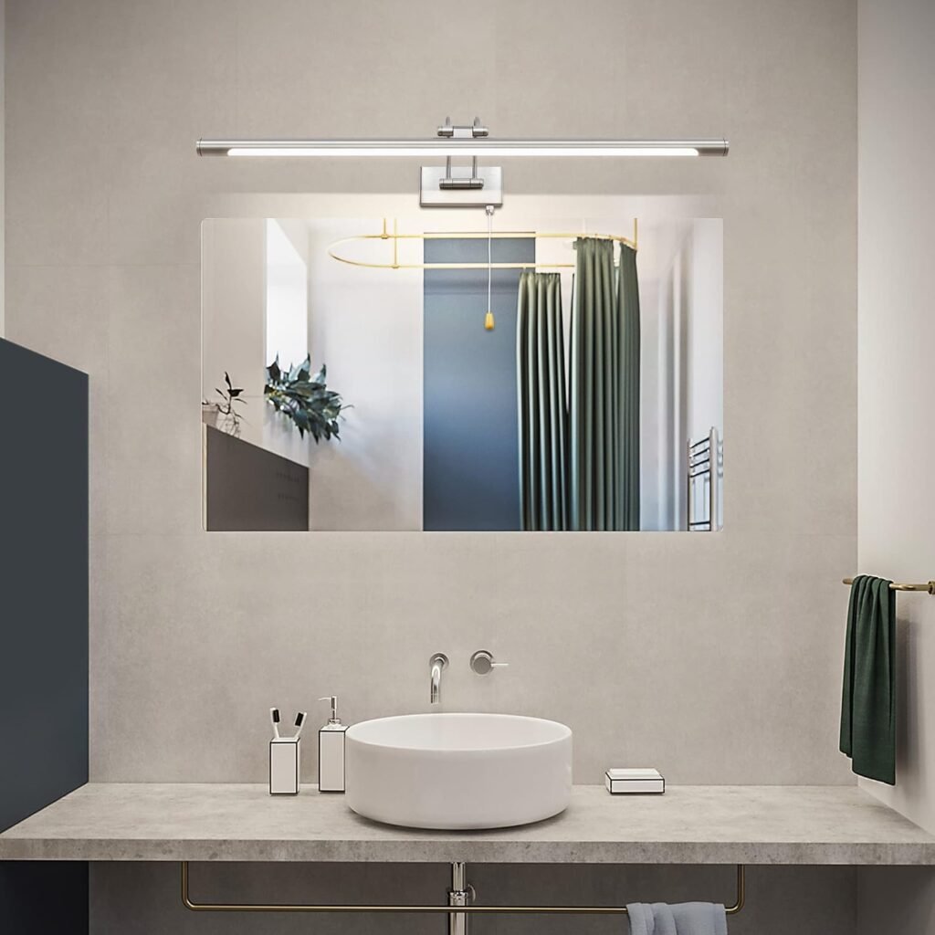 Moderne badkamerspiegellamp met LED-verlichting en trekschakelaar, waterdicht design