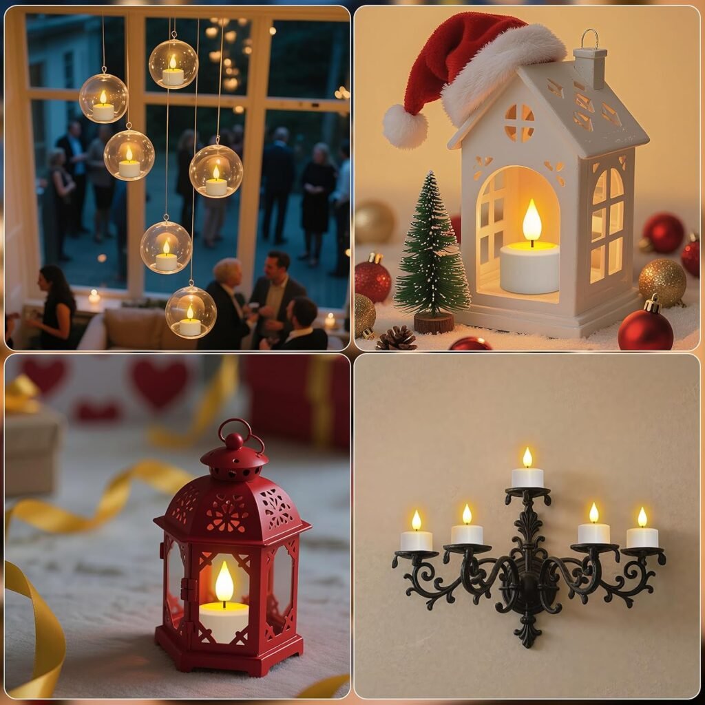 Oplaadbare LED theelichtjes met flikkerende vlam, set van 6, warm wit licht