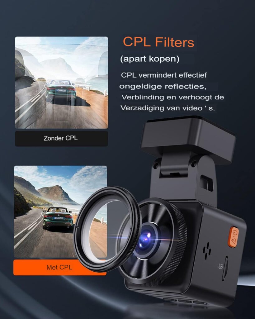 Dashcam 1080p met spraakbesturing, parkeerbewaking en 170 graden kijkhoek