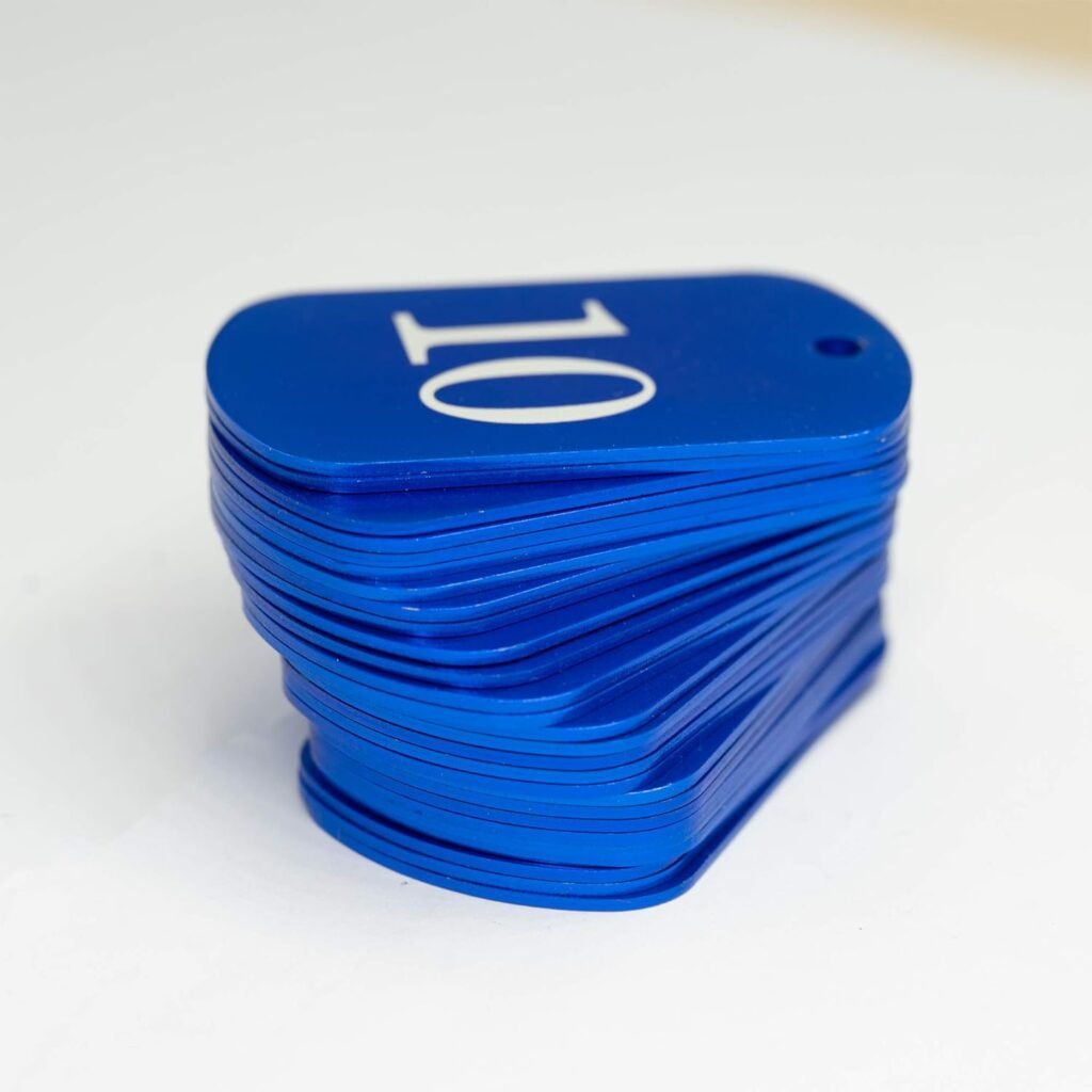 Aluminium nummerlabels en sleutelhangers met gravure, personaliseerbare ID-tags voor sleutelorganisatie