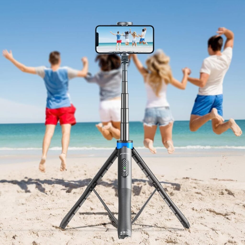 Uitschuifbaar smartphone statief met Bluetooth afstandsbediening, 360° rotatie en 1,3 m hoogte