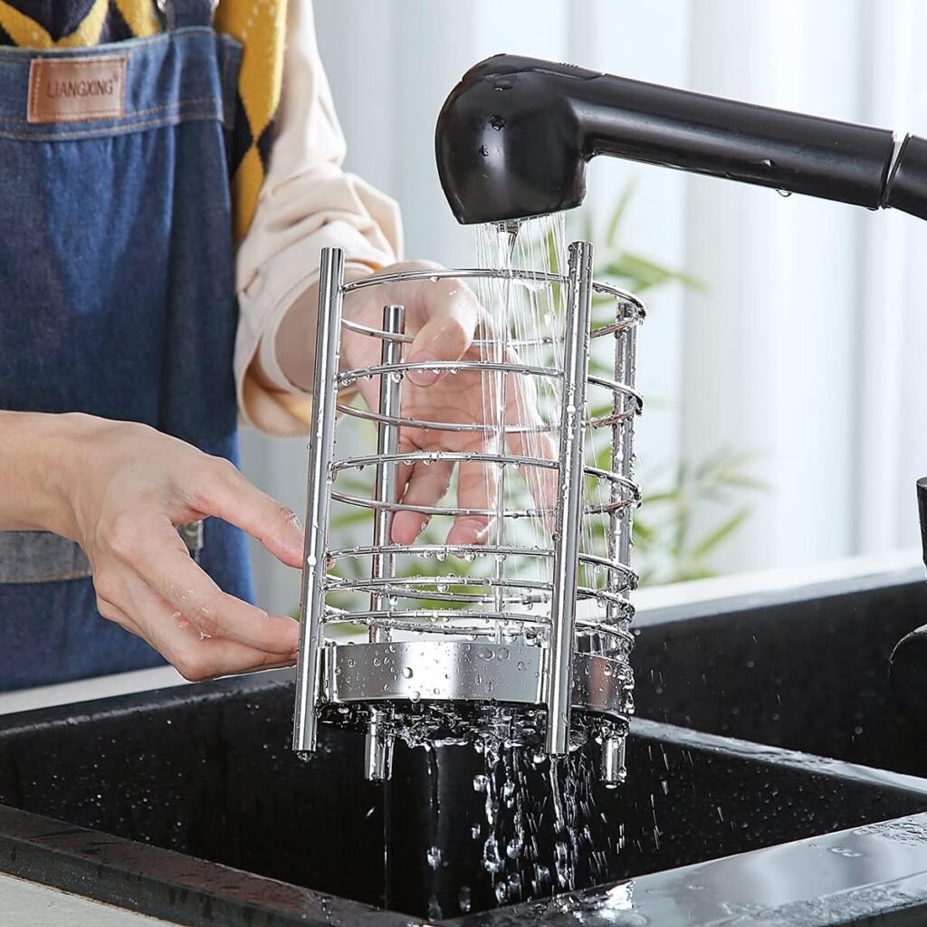 RVS keuken organizer voor keukengerei met titanium coating