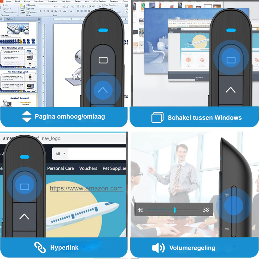Draadloze oplaadbare presentatie clicker voor PowerPoint, compact en draagbaar