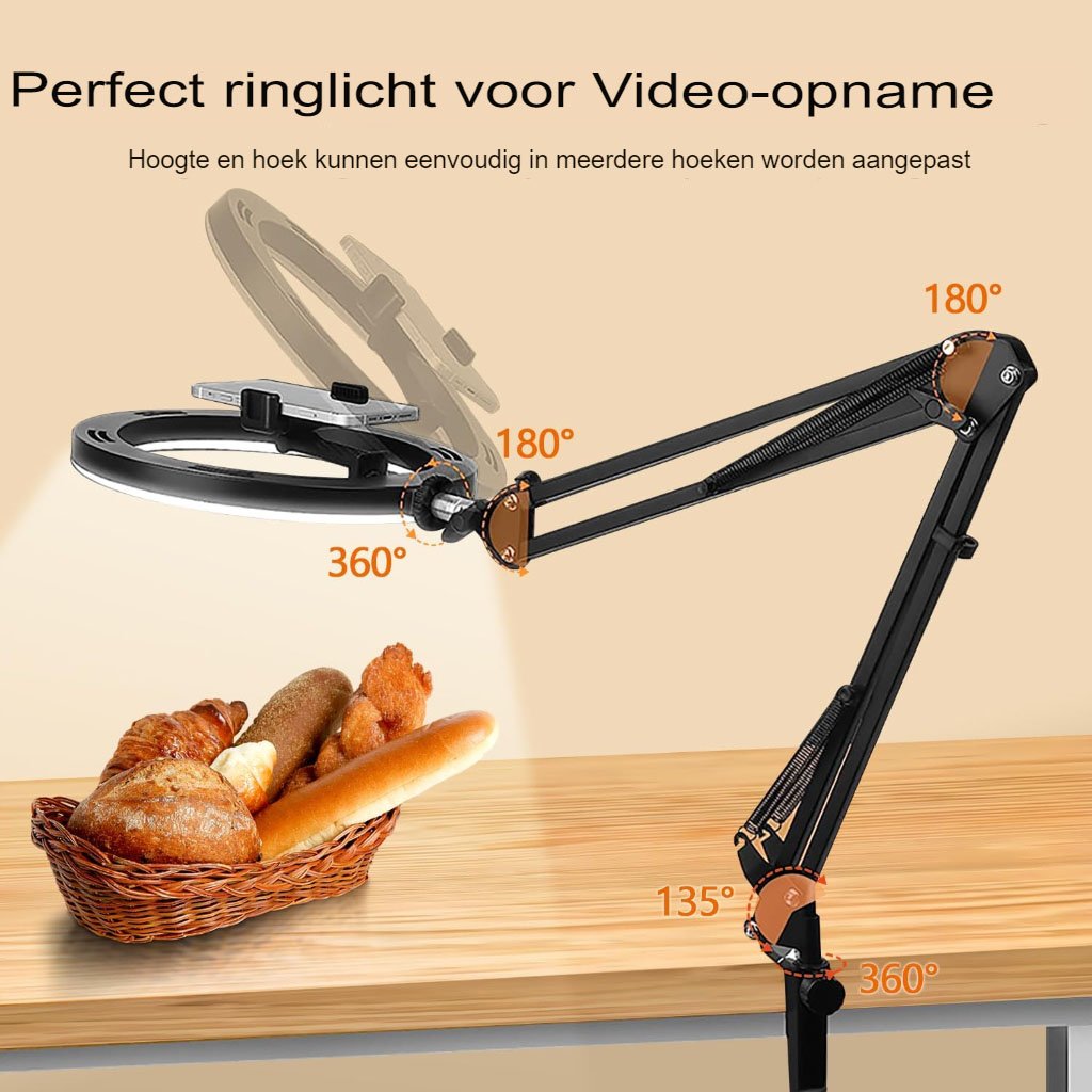Telefoonhouder met afstandsbediening voor overheadcamera, flexibel en draadloos voor livestreaming en video-opnames