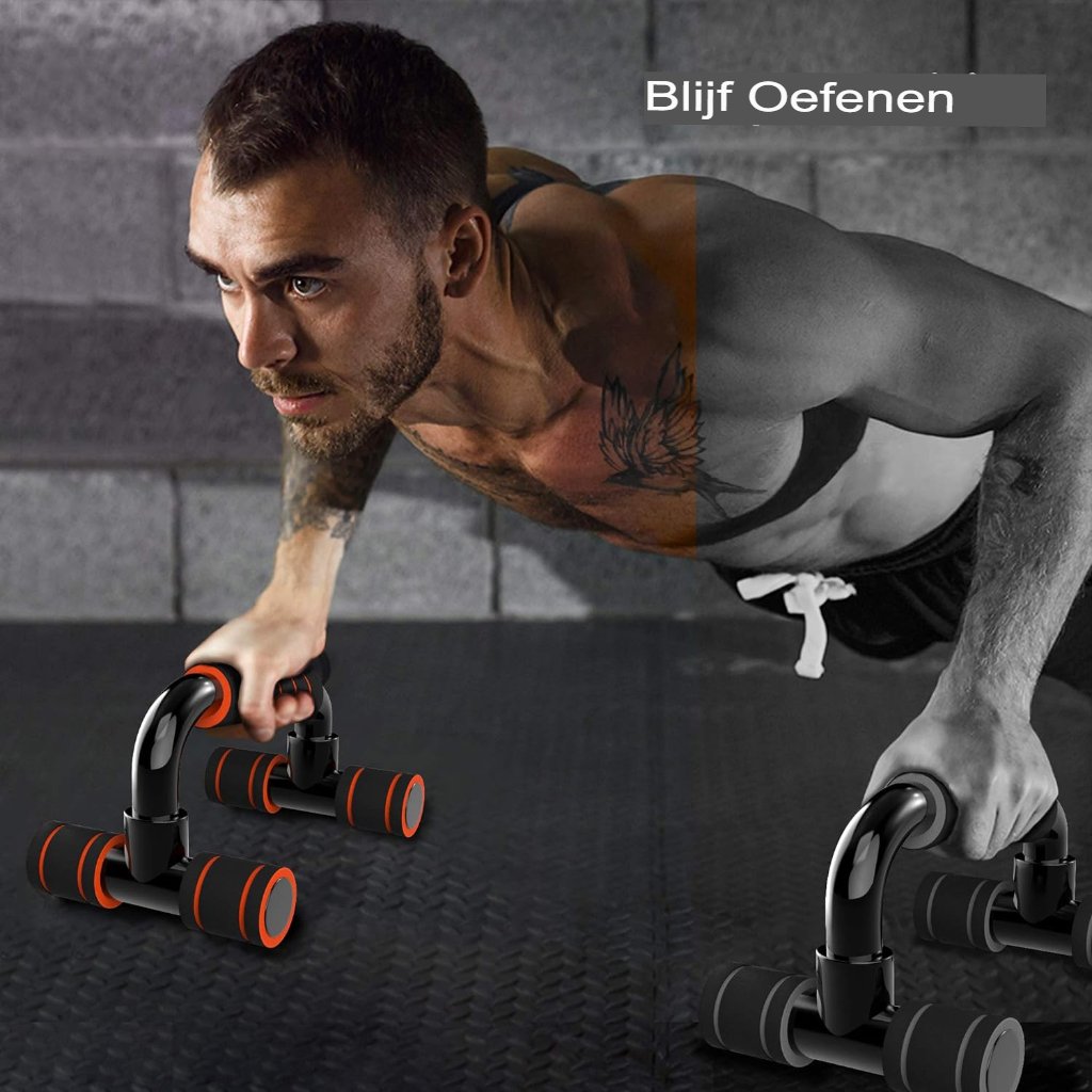Push-up stands voor thuisfitness, ergonomische opdrukbeugels, set van 2 zwarte handgrepen