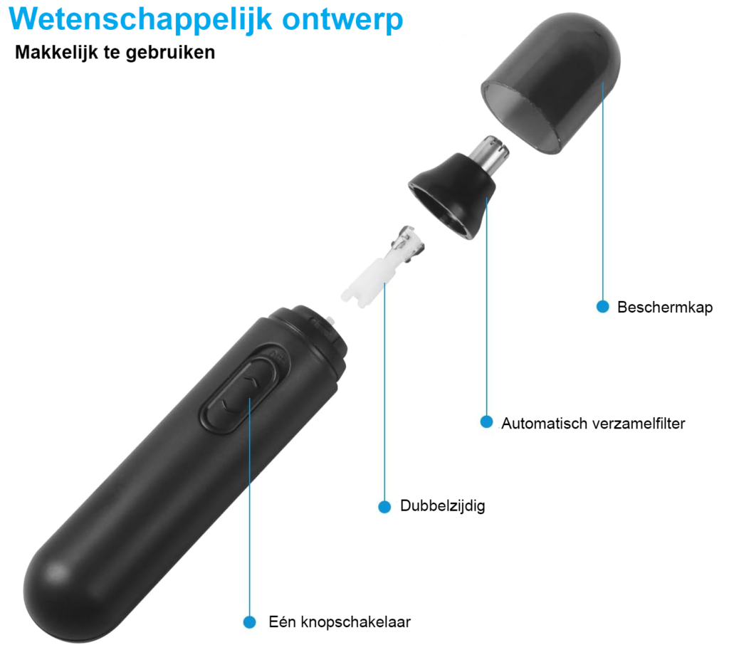 Professionele neus- en oortrimmer voor mannen en vrouwen, waterbestendig met dubbelzijdig snijblad