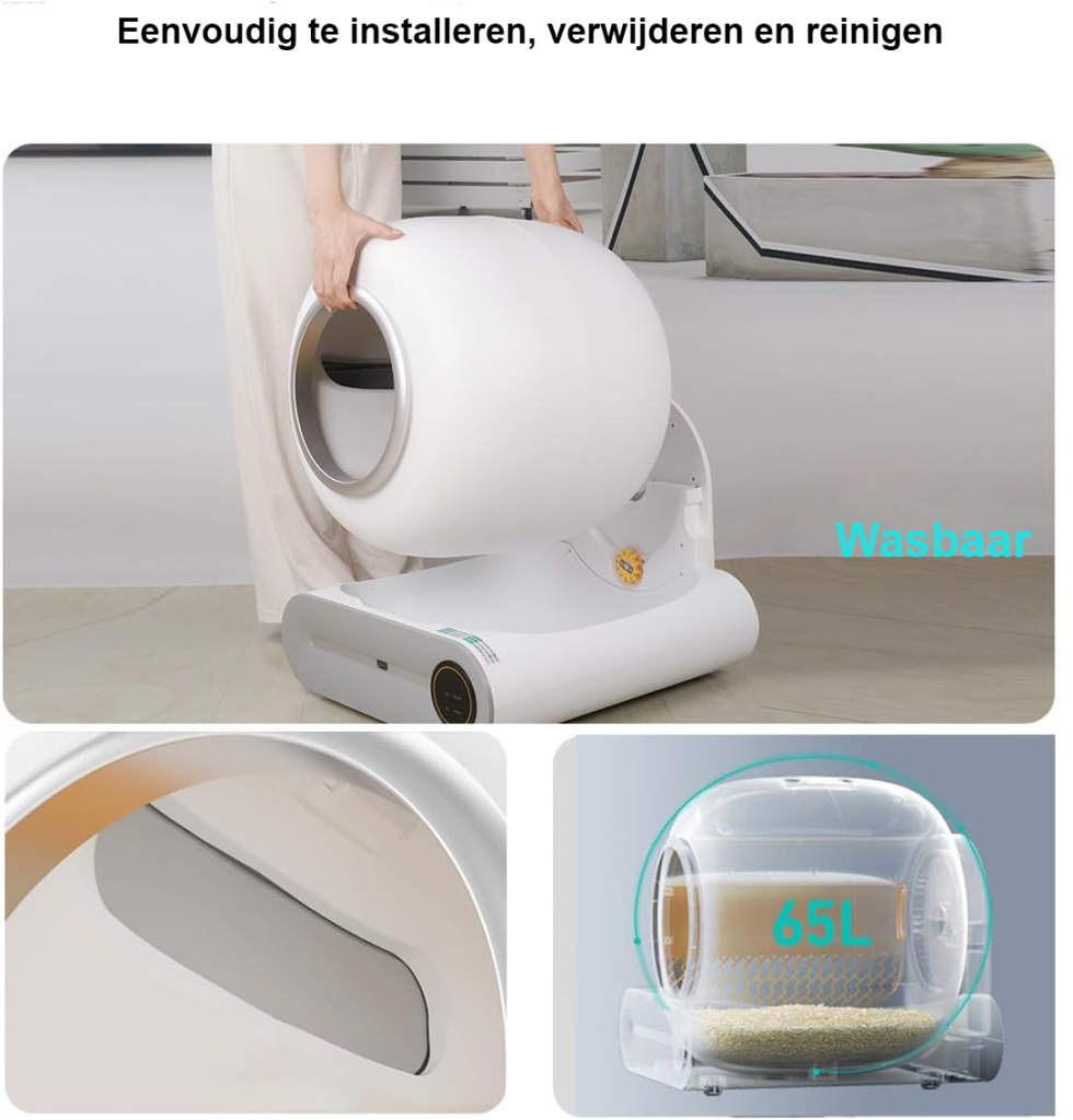 Automatische kattenbak met zelfreinigend zeefsysteem en app – 65 liter