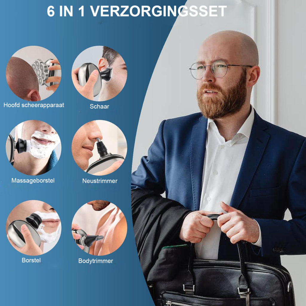 Elektrisch draadloos hoofdscheerapparaat met 3D zwevende mesjes, waterdicht en geschikt voor nat en droog scheren